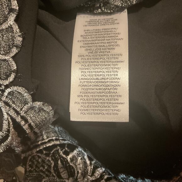 Ralph Lauren Lace Sleeveless Midi Sheath Cocktail Dress Black and Silver Size 6 - Picture 12 of 13